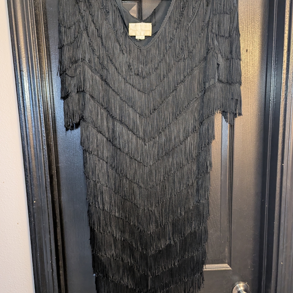 Chic Black Fringe Mini Dress